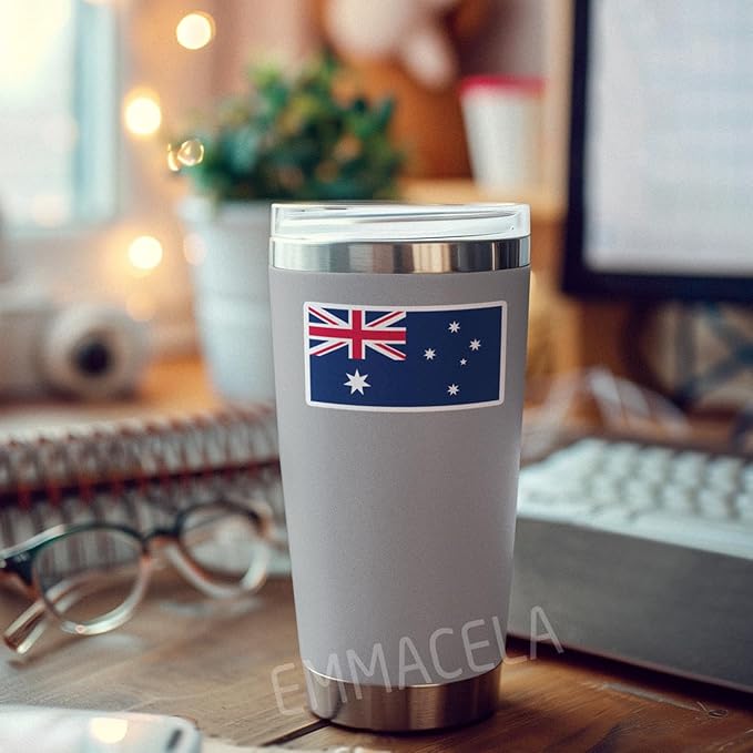 (3PCS) Australia Flag stickers, Countries Flag Stickers - Waterproof Vinyl Decals For Laptops, Tumblers, Water Bottles, Books, Scrapbooks, Size 3 x 1.7 Inch