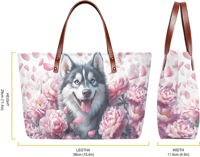 Womens Zip Up Tote Handbag Daisy Print Large Capacity Tote Purse Handbag Big Tote Bag Purse For Work Laptop