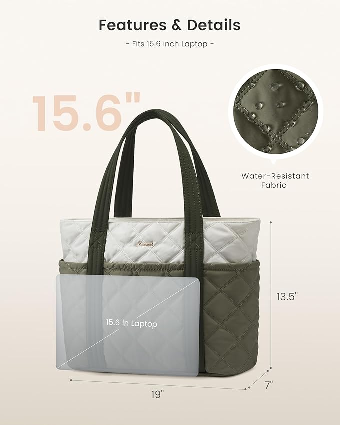 LOVEVOOK Puffer Tote Bag for Women, Puffy Work Handbag, Travel Shoulder Carry On Bag with Zipper for Teacher Nurse Gym