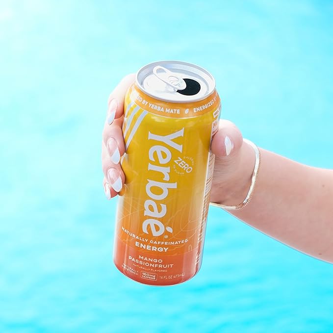 Yerbaé Mango Passion Fruit Functional Energy Drink - 0 Sugar, 0 Calories, 0 Carbs. Yerbae is Energized by Yerba Mate, Plant-Based, Healthy Alternative to Sugary Energy Beverages, 16oz cans (12 Pack)
