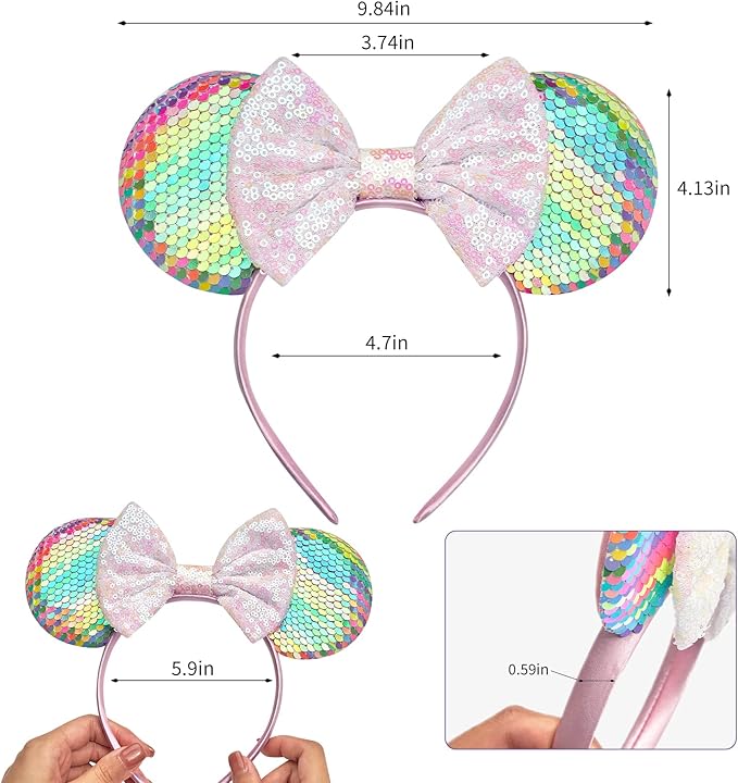 FANYITY Mouse Ears, Sequin Mouse Ears Headband for Boys Girls Women halloweenp (Sequins ear)