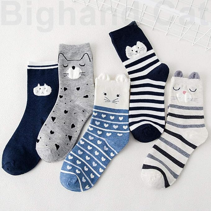 IIG 3-6 Pairs Womens Cute Animal Patterned Funny Novelty Cotton Crew Socks