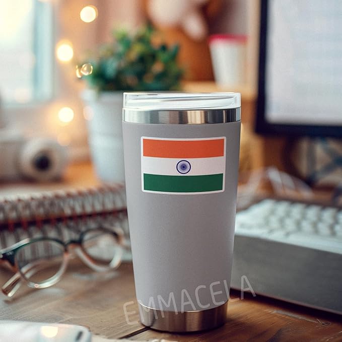 (3PCS) India Flag stickers, Countries Flag Stickers - Waterproof Vinyl Decals For Laptops, Tumblers, Water Bottles, Books, Scrapbooks, Size 3 x 2 Inch