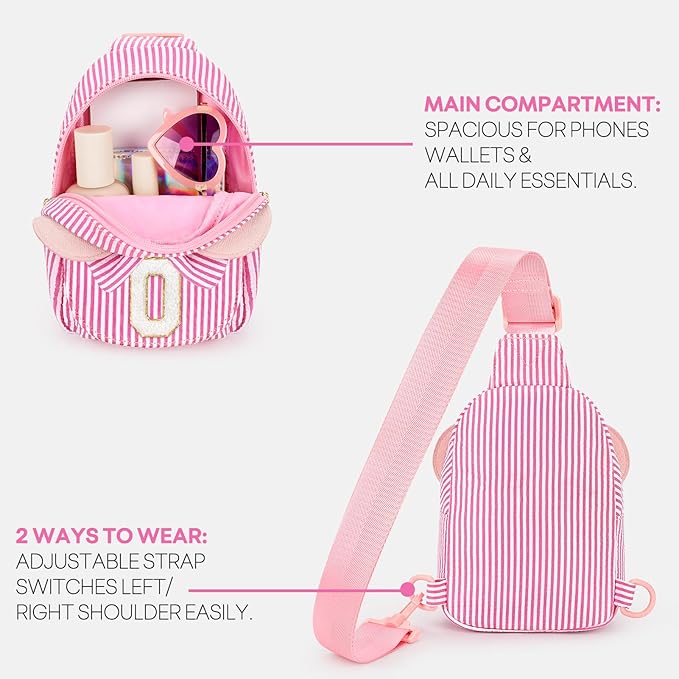 mibasies Initial Sling Bag for Girls, 4 Year Old Girl Birthday Gifts, Letter O