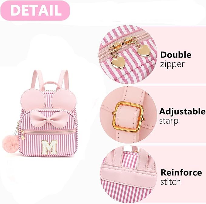 PRLINJSK Initial Mini Backpack for Girls Trendy Stuff Birthday Gift, Small Personalized Mouse Purse for Toddler Kids