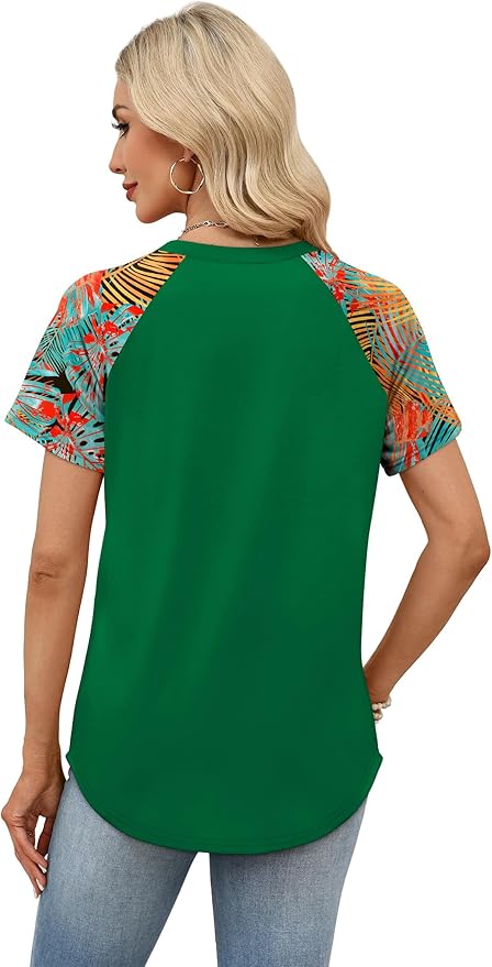 WIHOLL Summer Tops for Women 2026 Trendy Short Sleeve Shirts Crew Neck Tops Curved Hem Fashion Clothing