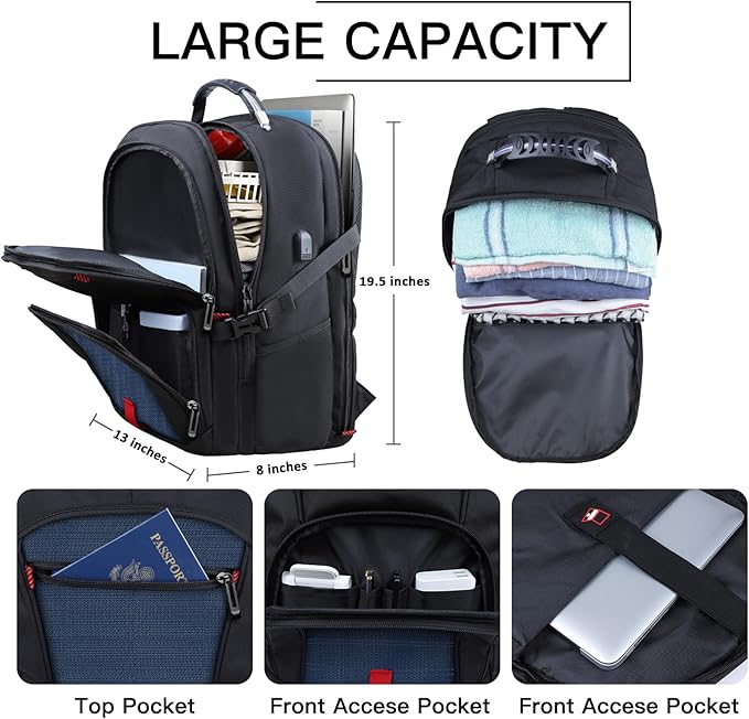 ANTERK Extra Large Backpack, Travel Laptop Backpack, Sturdy TSA Water Resistant 17.3 Inch Backpacks with USB Port, Anti Theft Business Computer Backpacks Gifts for Men Women, Blue