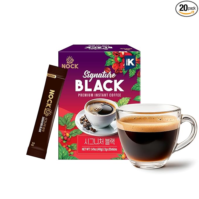 [Nokchawon] Signature Black Instant Coffee (20 Sticks, 40g) | Premium Korean Black Coffee | Great Small Christmas Gift | Warm Holiday Drink for Travel & Office