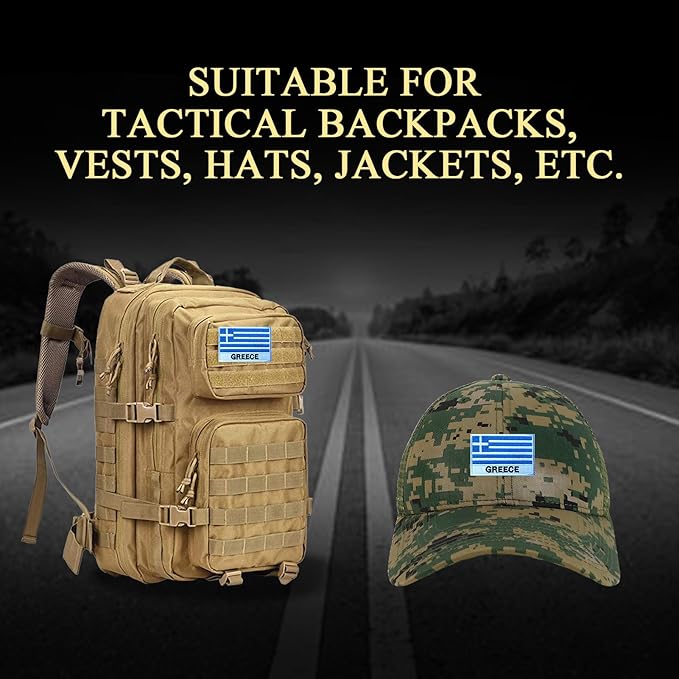 EmWoot 2PCS Greece Flag Patch Embroidered Morale Patch Military Tactical Patches Hook and Loop(Greece 02)