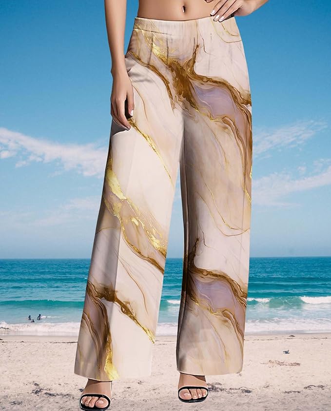 Womens Boho Pants Casual Oversize High Waisted Wide Leg Trousers Pattern Printed Ourdoors Pant for 2025 Summer