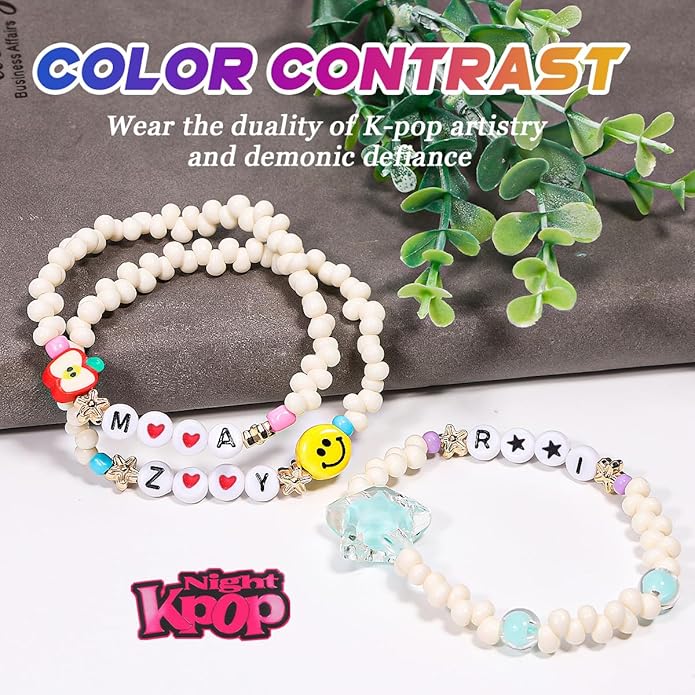 AICase for Korea-Pop Merch Gifts Toys Inspired Bracelets 3 Pcs Stackable Stretch Friendship Beaded Bracelets for Unique Merchandise Jewelry Gifts for Fans Women Men Stocking Stuffers_Crystal
