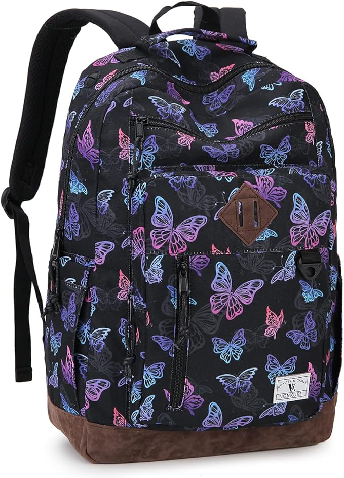 VX VONXURY Backpack for Men Women,Lightweight Bookbag with Mulitiple Pockets,Classical Water Resistant Travel Backpack