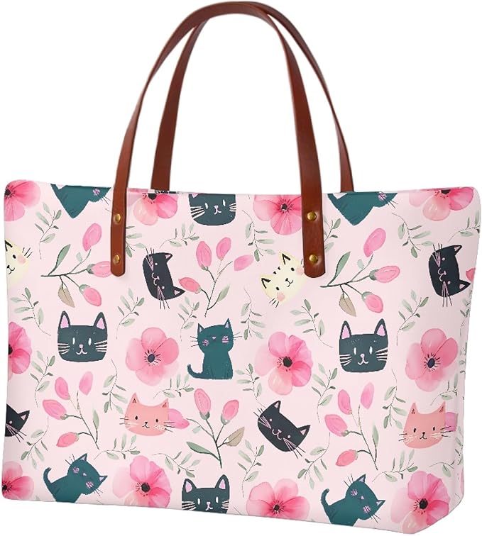 Womens Zip Up Tote Handbag Daisy Print Large Capacity Tote Purse Handbag Big Tote Bag Purse For Work Laptop