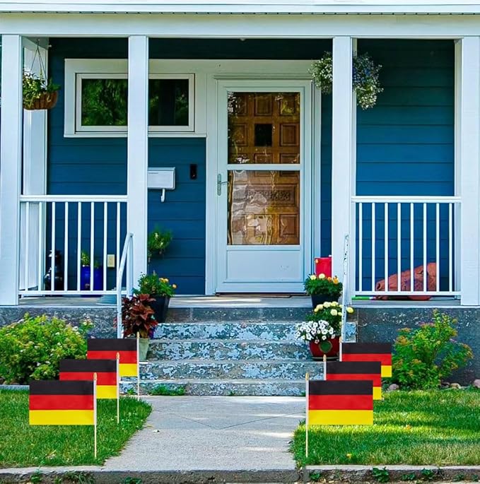 GSYLPFT 12 Pack Germany Flags on Sticks German Small Mini Hand Held Flags for Office Classroom Holiday Party Decorations