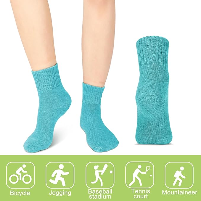 Eurzom 10 Pairs Socks Womens Crew Elastic Ankle Length Cotton Socks Aesthetic Cute Lightweight Low Cut Gifts for Women