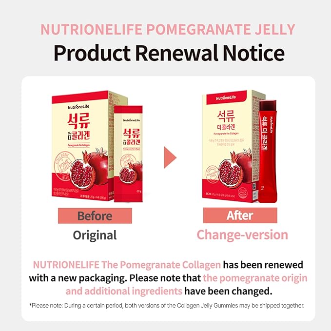 NUTRIONELIFE Pomegranate Collagen Stick Jelly – Low Molecular Fish Collagen 1000mg, Pomegranate Flavor, Korean Collagen Jelly, 10 Sachets