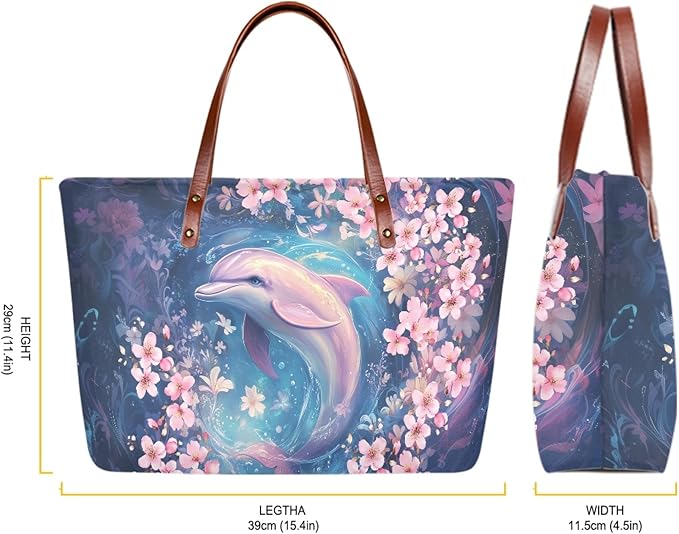Womens Zip Up Tote Handbag Daisy Print Large Capacity Tote Purse Handbag Big Tote Bag Purse For Work Laptop