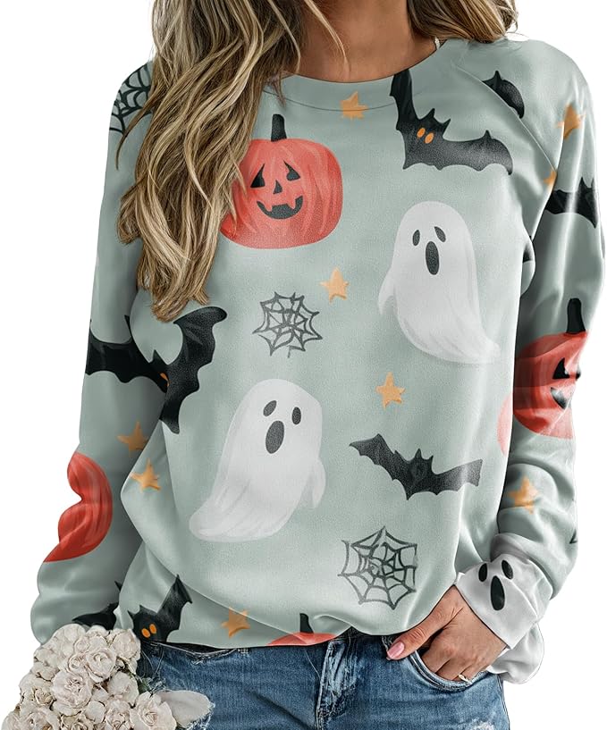 domirica Halloween Sweatshirt For Women Long Sleeve Crew Neck Sweatshirts Fall Halloween Costumes For Holiday Party 2025