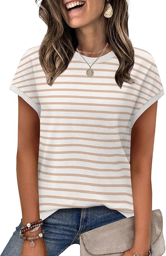WIHOLL Short Sleeve Sweater for Women Summer Tops Crew Neck Fashion Clothing Tshirts Shirts Travel Outfits Dressy Casual