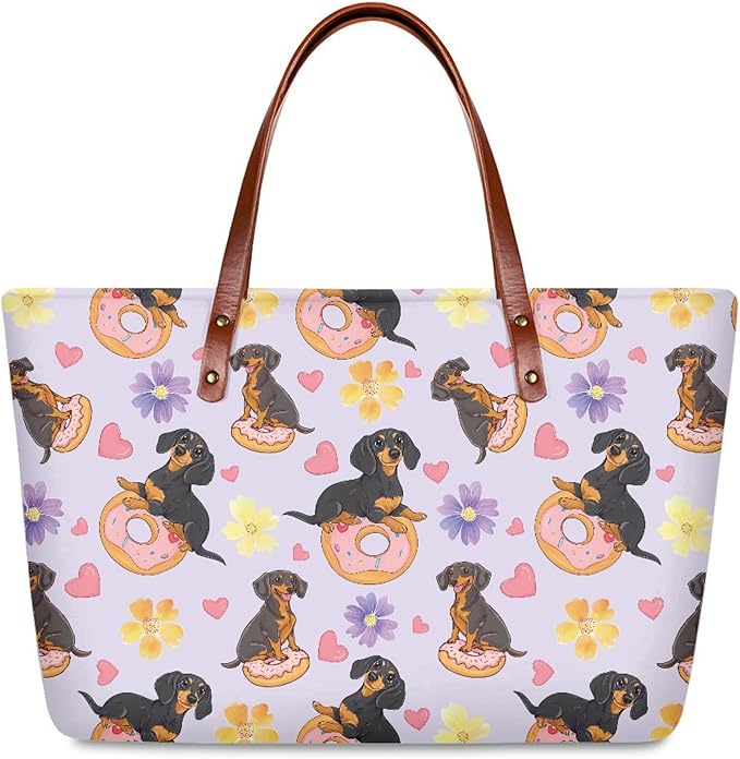 Womens Zip Up Tote Handbag Daisy Print Large Capacity Tote Purse Handbag Big Tote Bag Purse For Work Laptop
