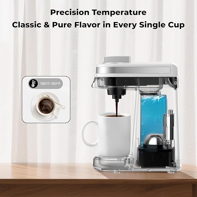 CHULUX Mini Coffee Maker for K Capsule, Single Serve Coffee Maker for One Cup Americano, Lightweight Pod Coffee Machine, Pearl White