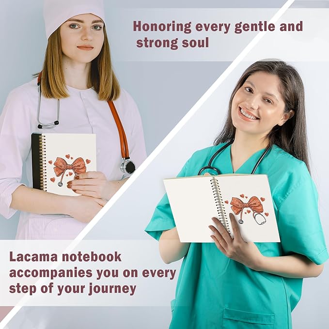 Lacama Bow Nurse Notebook Journal, Orange Nursing School Essentials, Nursing Student Graduation Gifts, Nurse Gifts for Women Nurse Appreciation Gift, Coquette Stuff Stethoscope Notebook