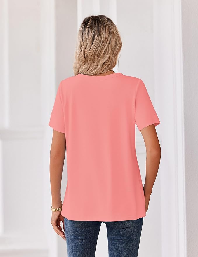 Zeagoo Womens Summer Tops V Neck Short Sleeve Shirts Dressy Casual Blouse Spring Vacation Tshirts Clothes