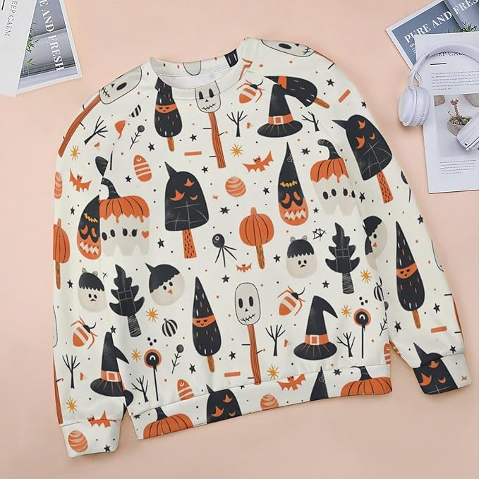 Spatofa Womens novelty funny cat printed crewneck sweatshirt casual loose long sleeve graphic pullover sweatshirts tops