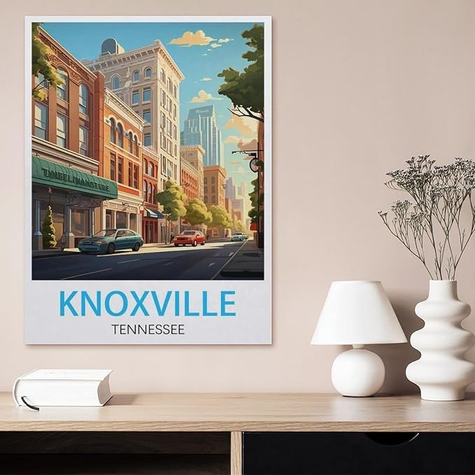Knoxville Tennessee Vintage Travel Poster，Puzzle 1000 Pieces of Paper Puzzles Suitable for Adults Children Families Stress Relief Puzzle Games（38x26cm）-BD34