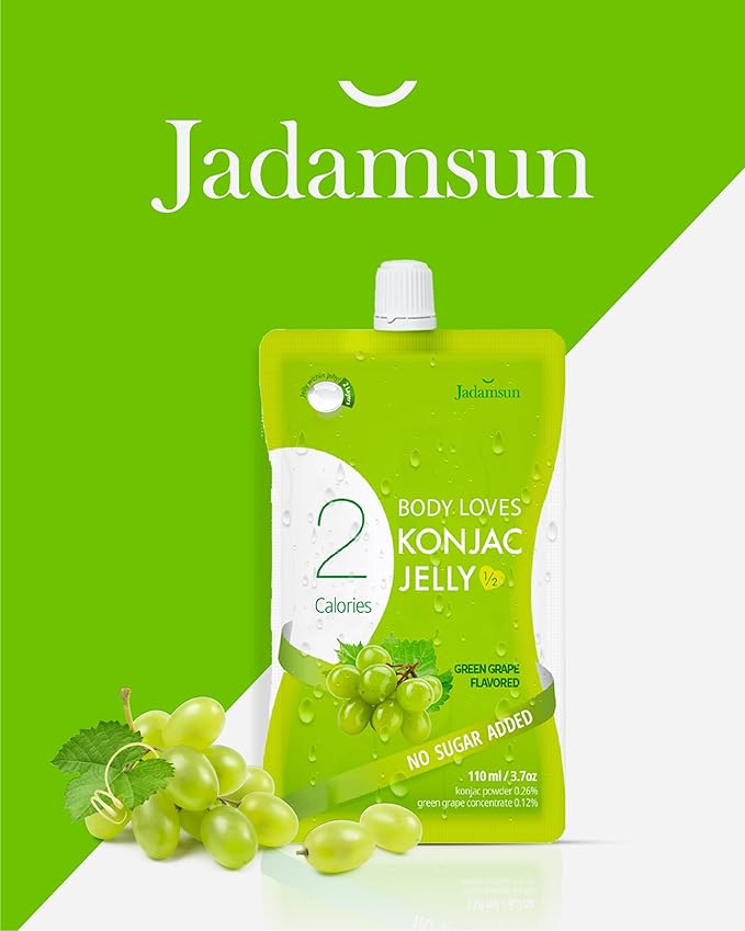 Jadamsun Konjac Jelly Juice (Grape, 10 pcs) - Delicious Low-Calorie Healthy Korean Snack, Drinkable Fruit Snack, Sugar-Free, Vegan, Gluten-Free