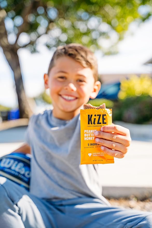 KiZE Energy Bars - Peanut Butter Honey - 30-Count - Gluten Free, Dairy Free, Non-GMO, and High Protein Meal Replacement Energy Bars, Clean and Simple Food Ingredients - 7g High Protein Snacks (30 Count)