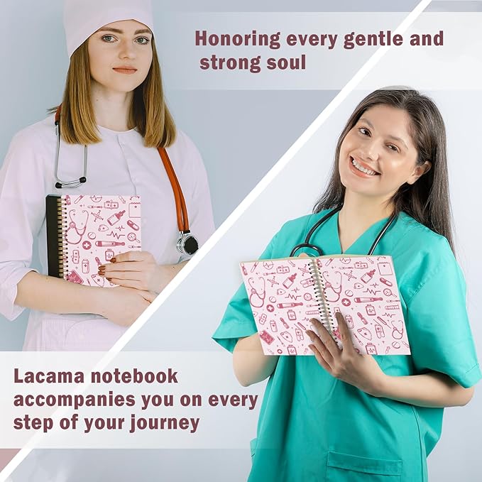 Lacama Nurse Gifts for Women, Pink Nurse Notebook Journal, Gifts for Nurses, Christmas Gift, Nursing School Essentials, Notebook for School Office Supplies 5.5x8.3 Inch