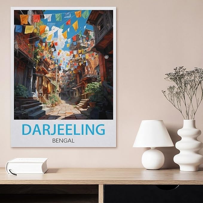 Puzzles for Adults Jigsaw Puzzles 1000 Pieces for Adults Kids，Darjeeling Bengal Vintage Travel Poster，Artwork Intellective Educational Toys Gifts（75x50cm）-BC46