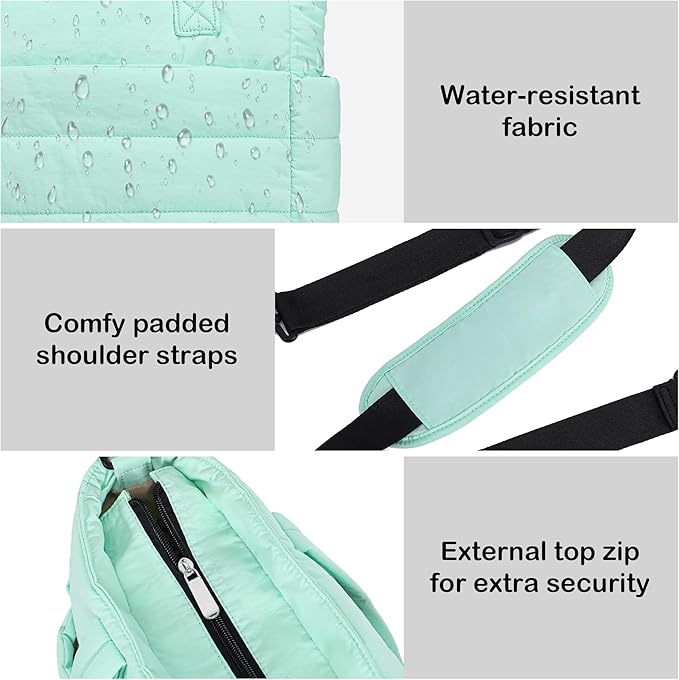 AOCINA Puffer Tote Bag for Women Quilted Work Bag Nurse Bags Women's Shoulder Handbags for Travel Gym Gifts Laptop Purse
