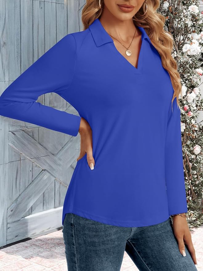 3/4 Length Sleeve Womens Tops Dressy Casual V Neck Polo Shirts Business Work Blouses 2025 Trendy Tunic Top