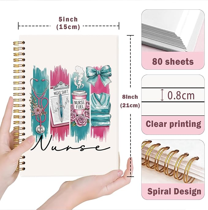 Lacama Nurse Gifts for Women, Nurse Notebook Journal, Nursing Student Graduation Gifts, Nurse Appreciation Gifts, Nurses Week Gifts, Stethoscope Bow Spiral Notebook, Office School Supplies