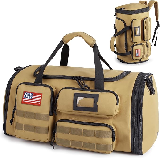 Expandable Gym Bag For Men,Tactical Large 3 in 1 Sports Duffle Bag With Shoes Compartment,Water Resistant Sports Gym Tote Bags Multi-functional Weekend Travel Backpack Overnight Bag