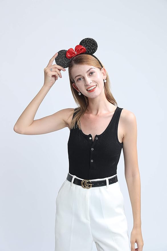 FANYITY 2 Pcs Mouse Ears,Mouse Costume Ears Headband for Children Mom Baby Girls Women Party