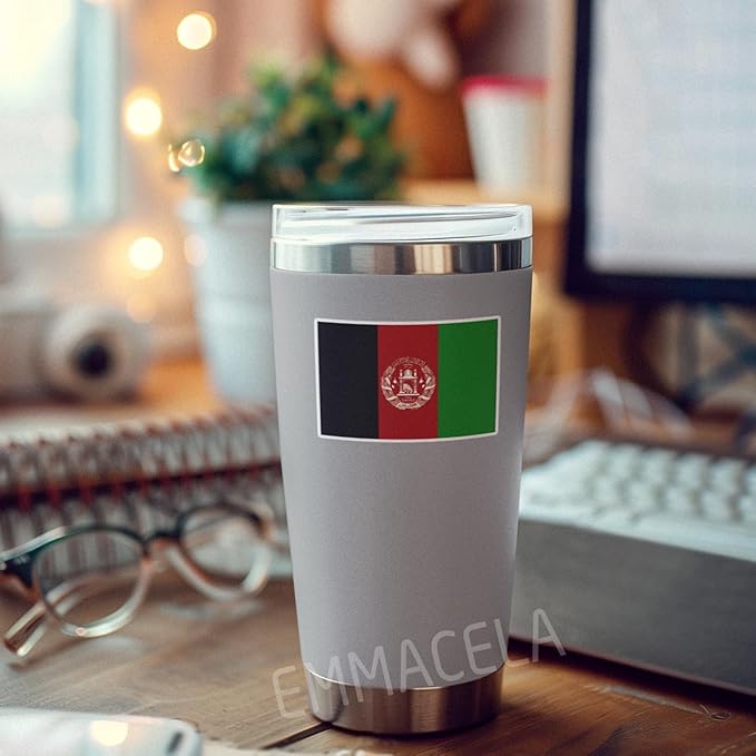 (3PCS) Afghanistan Flag stickers, Countries Flag Stickers, Waterproof Vinyl Decals For Laptops, Tumblers, Water Bottles, Books, Scrapbooks, Size 3 x 2.1 Inch