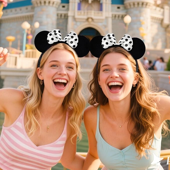 MADO 2 pack mouse ears headbands for adults women little girls boys (white, onesize)