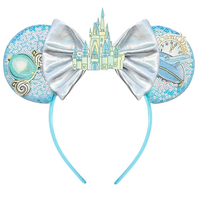 HAMUTH Mouse Ear Headband, Sequin Bow Headband for Women Girls Adult, Princess Decorations for Party Trip Parks Cosplay Costume Essentials