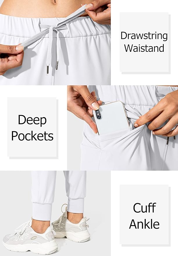 SANTINY Women's Joggers Pants Pockets Drawstring Running Sweatpants for Women Lounge Workout Jogging