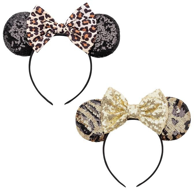 DRESHOW Mouse Ears Bow Headbands Glitter Party Decoration Cosplay Costume for Women