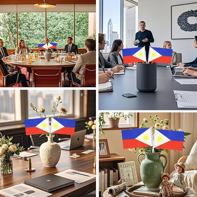 20 Pack Small Philippines Flags on Stick Mini Handheld Filipino Flag for Parades, Independence Day and Patriotic Events 5x8 Inch Durable Weather-Resistant Flags with 12 Inch Sticks(Philippines)