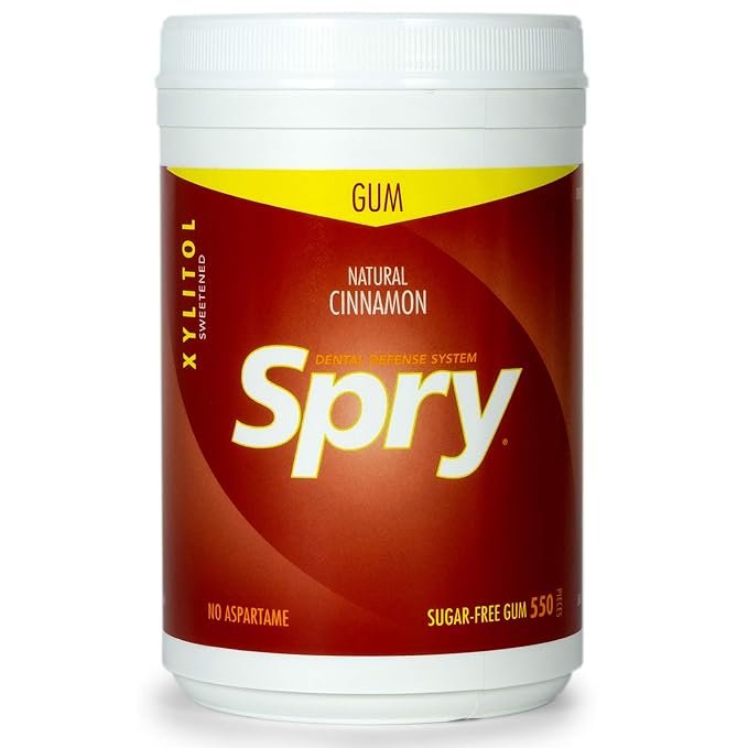 Spry Natural Gum, 3 Flavor Variety Pack, Natural Xylitol Chewing Gum, 550 count (Cinnamon, Fresh Fruit & Spearmint)