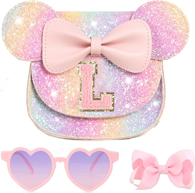 PRLINJSK Toddler Purse for Girls Birthday Gift, Little Girls Purse Kids Wallet Mouse Crossbody Bag Gift Set