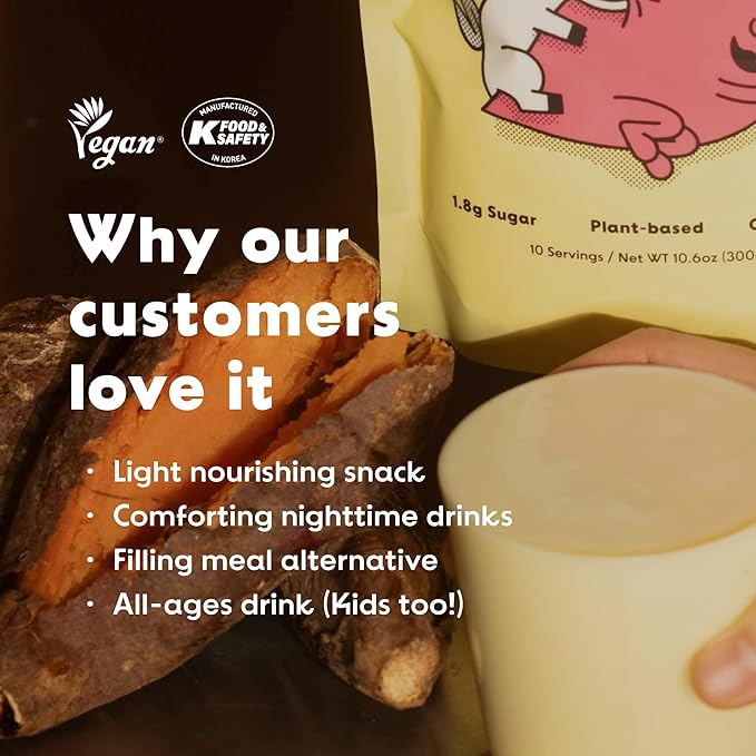 KimlyParc Real Sweet Potato Latte Mix, 10 oz | Allulose-Sweetened, Vegan & Caffeine-Free Korean Goguma Latte Powder | Plant-Based, Gluten-Free Drink