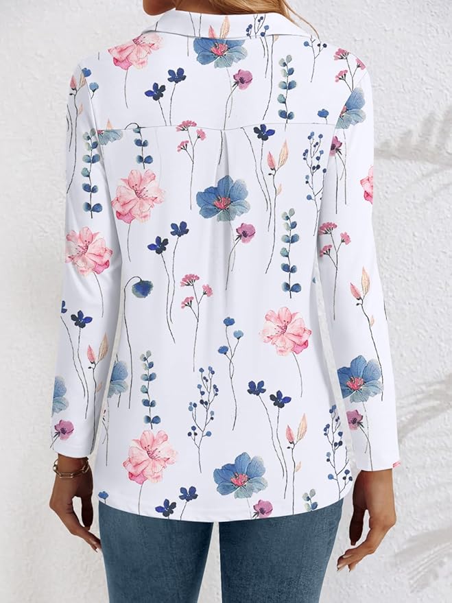 3/4 Length Sleeve Womens Tops Dressy Casual V Neck Polo Shirts Business Work Blouses 2025 Trendy Tunic Top