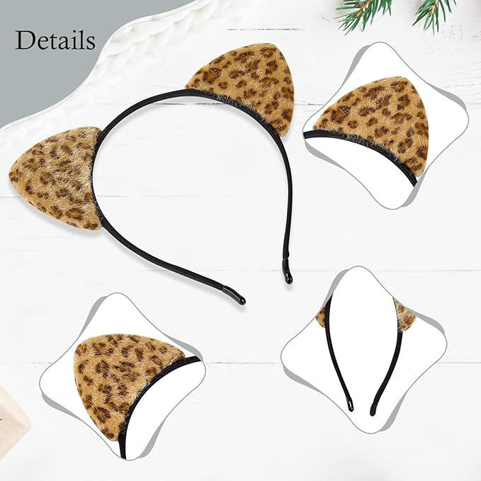 FANYITY Leopard Ears Headband, Cheetah Ears, Animal Ears for Girls & Women Halloween Costume Cosplay or Party Decoration (Leopard Ears)