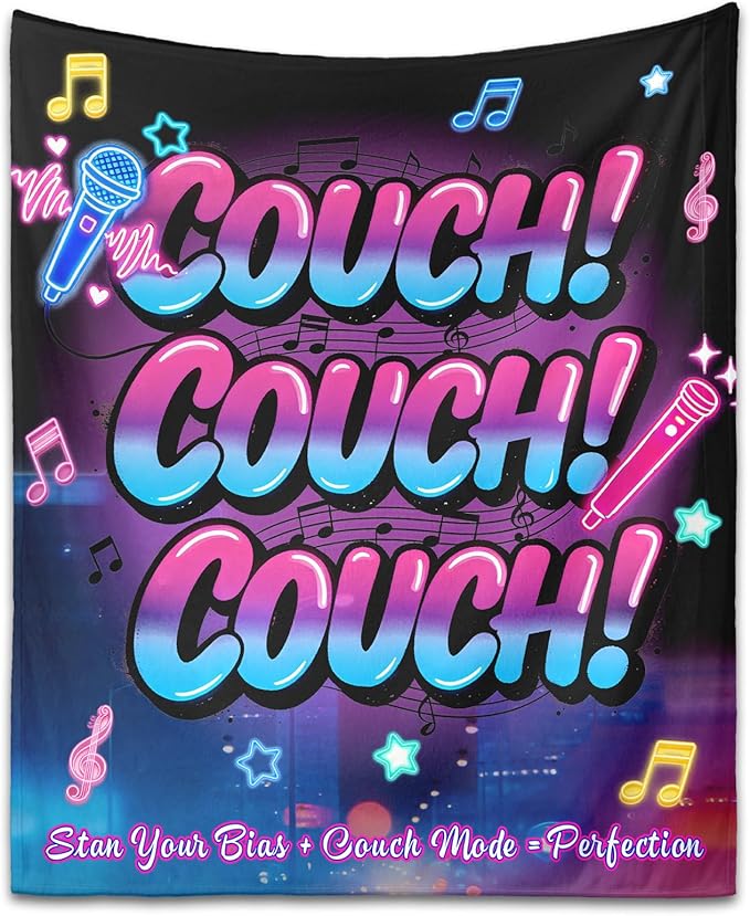 Kpop Couch! Couch! Couch! Gifts Blanket - Ultra-Soft Plush Throw Blanket for Adult, Teen Girls, Music Gifts for Women Friends K-Pop Lovers Merch Stuff, Christmas Birthday Gifts (Black, 80''x60'')